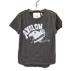 New One Teaspoon Avalon Eagle Tee Girls Boys 9-10 Faded Grey Short Sleeve Shirt